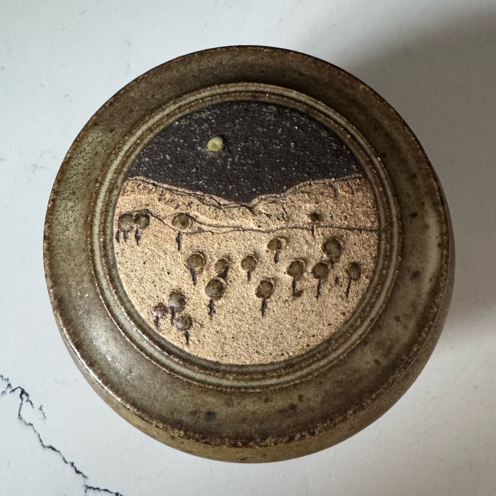 Rustic Landscape Ceramic Lidded Art Piece